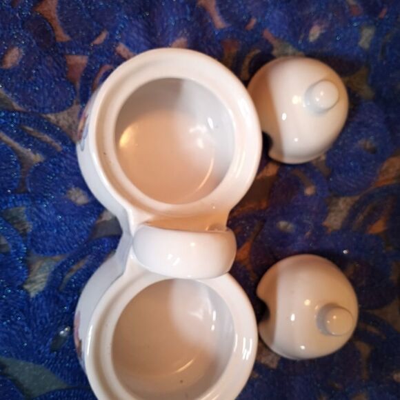 Houston Harvest ~ Hallmark Dual Condiment Jam/Jelly Ceramic Pots No Spoons - Picture 5 of 10